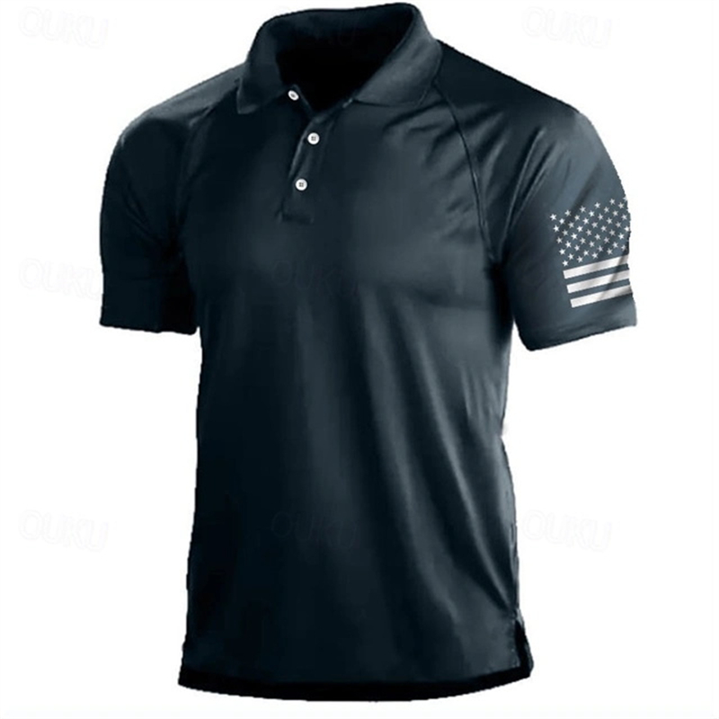 Golf Equipment Sales - 3D Print USA Flag Pattern Polo